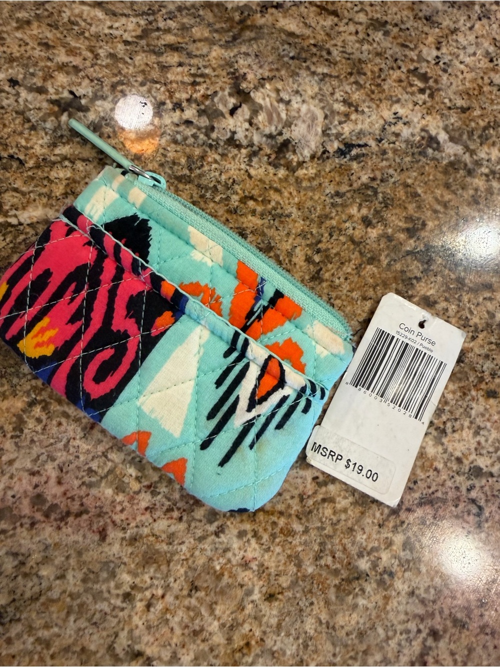 Vera Bradley Quilted Turquoise Multicolor Coin Purse